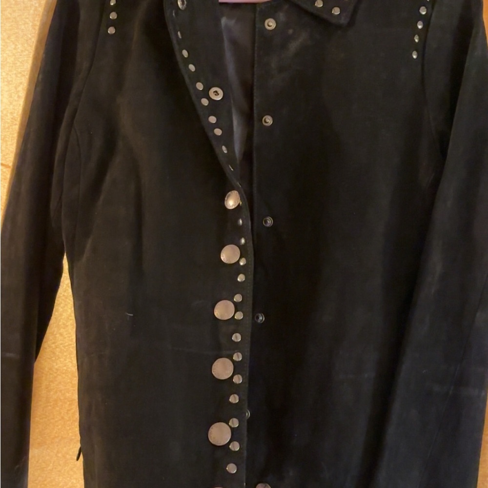 Elegant Black Studded Leather Jacket